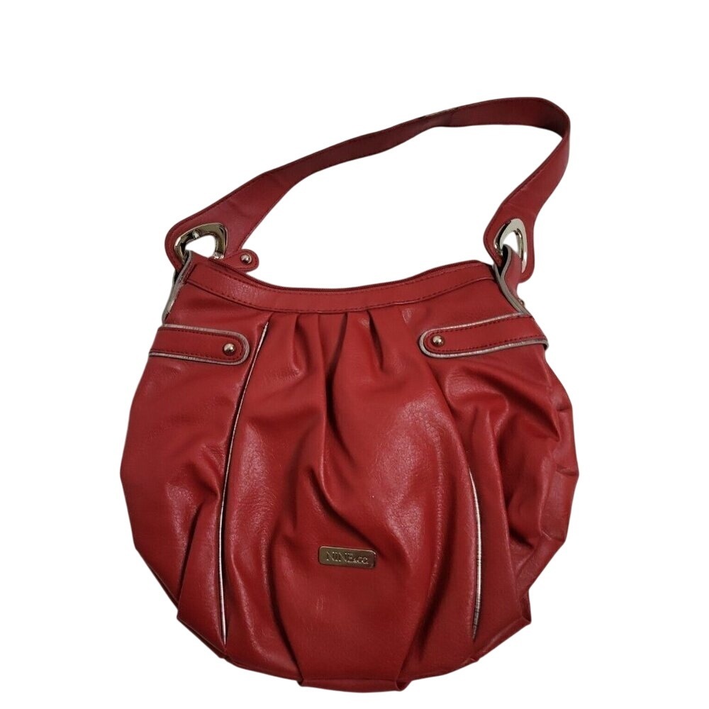 Nine & Co. Red Hobo‎ Bag Shoulder Bag Pleated Purse Everyday
